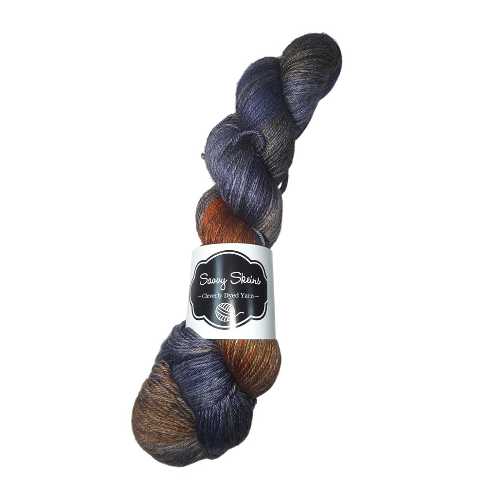 New Savvy Skeins Elite Silk Merino Yarn Harvest Moon Blue Orange Fingering Wt.